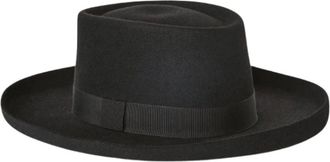 Loro Piana Zwarte Hoed met Ruwe Rand en Tonaal Band - Dames - Hoeden - Zwart - M - Kasjmier - Accessoires