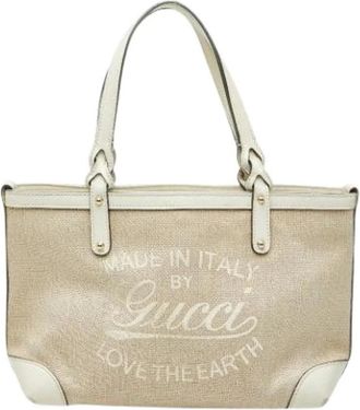 Gucci Pre-owned Vintage Tote Bag - Dames - Vintage Shopper - Beige - ONE Size - Leer - Vintage
