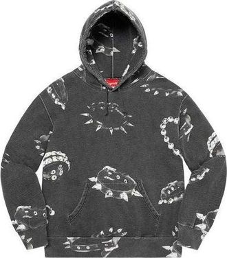 SUPREME Studded Collars Hooded Sweatshirt Grey White SUP-FW20-279