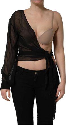Dolce & Gabbana One Shoulder Top - Dames - Blouses - Zwart - S - Chiffon - Overhemden