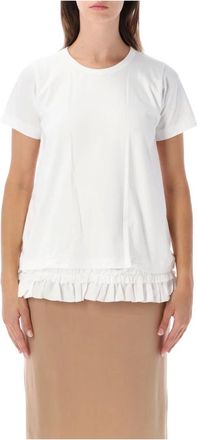 Comme Des Gar&ccedil;ons Camiseta de punto de algod&oacute;n con bajo de volantes - Tops - Mujer - Blanco - M