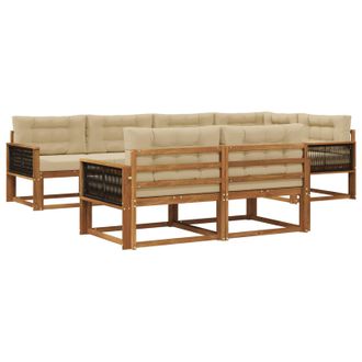 vidaXL Conjunto De Sof&aacute;s De Exterior Con Coj&iacute;n 7 Pcs Natural Y Beige Vidaxl
