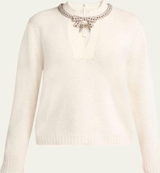 Valentino Garavani Embroidered Bow Crewneck Sweater