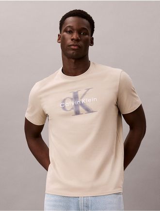 Calvin Klein Jeans Calvin Klein Mens Motion Blur Monologo Tee - Light/Pastel Brown - 2XL