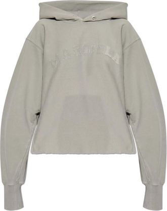 Maison Margiela Hoodies & sweatvesten, Dames, Grijs, M, Katoen, Logo Sweatshirt