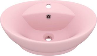 vidaXL Vidaxl - Lavabo lujoso con rebosadero cerámica rosa mate 58,5x39 cm