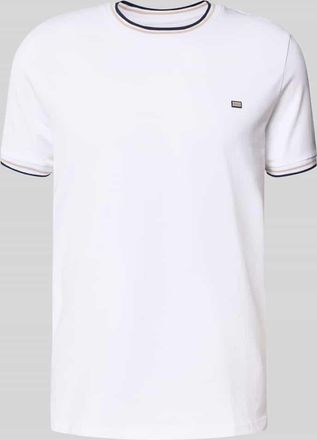 Christian Berg T-Shirt mit gerippten Abschlüssen in Weiss, Größe S