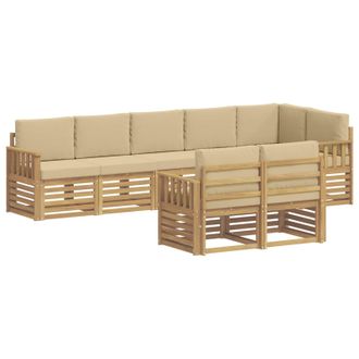 vidaXL Conjunto De Sof&aacute;s De Exterior 8 Uds. Y Beige Poli&eacute;ster Vidaxl