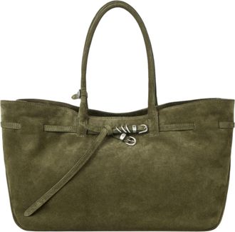 Margesherwood Dark Olive Grandma Used Large Suede Tote Bag