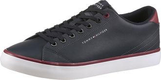 Tommy Hilfiger Sneaker TOMMY HILFIGER TH HI VULC CORE LOW LEATHER, Herren, Gr. 40, blau (dunkelblau), Leder, Lederimitat, unifarben mit Farbeinsatz, Schuhe Sneaker, 