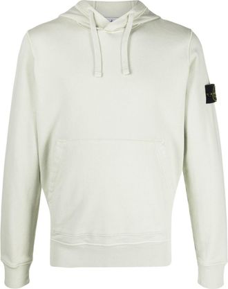 Stone Island Compass-appliqué cotton hoodie - men - Cotton - S - Green