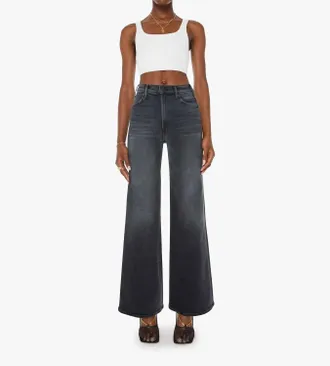 Mother Womens Hustler Roller Sneak Jeans In Black Was