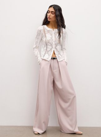 Icone Womens Front panels belted ultra-wide-leg pant