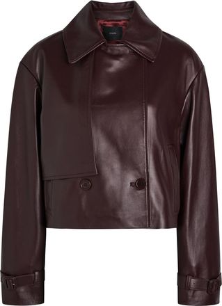 Joseph Plum Blaise Cropped Womens Designer Leather Jacket UK14/L - 42 (UK14 / L)