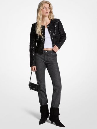 Michael Kors Sequined Tweed Cropped Jacket