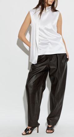Bottega Veneta Leather Trousers, Womens, Brown