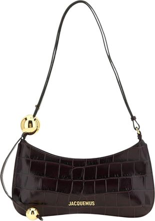 Jacquemus Croc-Effect Leather Shoulder Bag with Gold-Tone Hardware