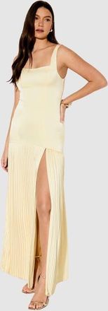 Misspap Premium Pleated Skirt Bridesmaid Dress in Lemon at Nordstrom, Size 12