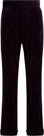 Roberto Cavalli Pleated Velvet-Effect Cotton Trousers, Brand Size 48 ( US Size 32 )