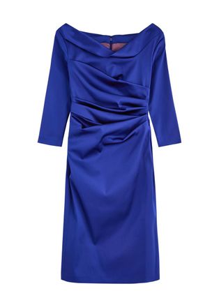 Talbot Runhof Gathered Satin Dress - Blue - 44 (UK18 /xxl)