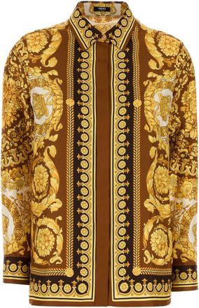 Versace Womens Printed Silk Shirt - Brown - Size EU 36 (Womens)