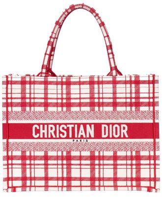 Dior Red Oblique Jacquard Canvas Book Tote, Never Carried (Authentic Pre- Loved)