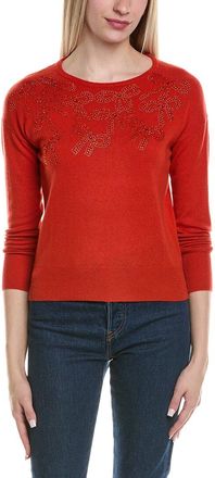 Sofiacashmere Bow Embellishment Wool & Cashmere-Blend Sweater
