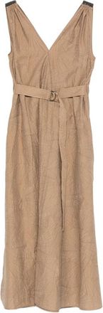 Brunello Cucinelli V-neck Belted Midi Dress