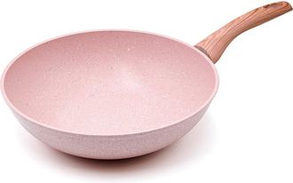 Bisetti WOK/pasta cutter ø 28 cm Stonerose pink wood handle