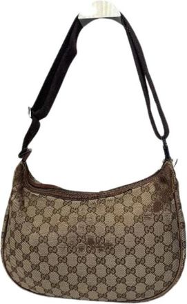 Gucci Pre-owned Schoudertas - Dames - Vintage Schoudertas - Bruin - ONE Size - Katoen - Vintage