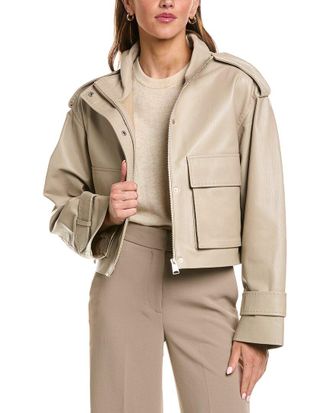 Fleurette Fleurette Zip Front Cropped Leather Jacket