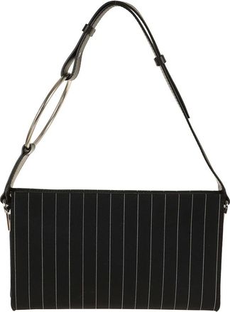 Dondup Tassen, Dames, Zwart, ONE Size, Wol, Clutch in fresco di lana gessato