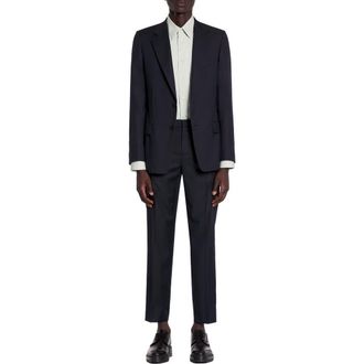 Lanvin Single-Breasted Flap Pockets Jacket in Navy Blue at Nordstrom, Size 56 It