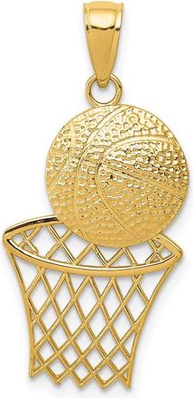 Diamond2Deal 14k Yellow Gold Diamond-Cut Basketball Net Charm