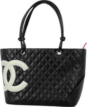 Chanel Black Leather Shoulder Bag Tote Bag (Pre-Owned)
