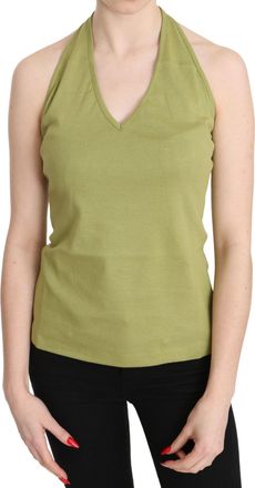 Gianfranco Ferre Halter Cotton Sleeveless Casual Tank Top Womens Blouse
