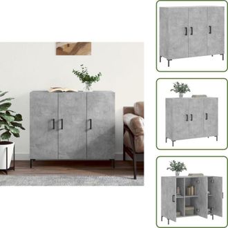 vidaXL The Living Store Credenza Grigio Cemento 90x34x80 cm in Legno Multistrato - Credenza moderna