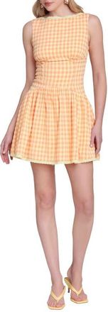Avec Les Filles Fit & Flare Gingham Minidress in Bright Orange Gingham at Nordstrom, Size 14