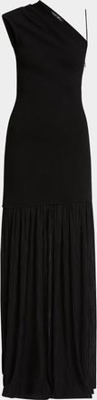 Proenza Schouler Cora One-Shoulder Pleated Crepe Chiffon Maxi Dress