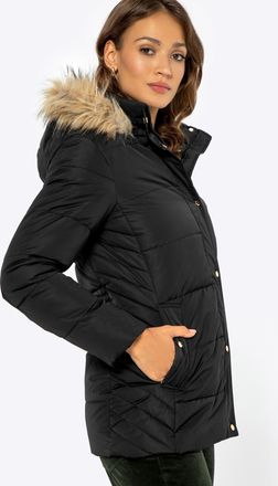 Wittchen Dames Gewatteerde Jas met Monogram Zwart Polyester