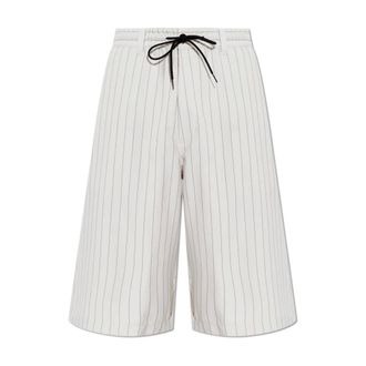 Yohji Yamamoto Long Shorts, male, White, Size: XL Pinstripe Shorts