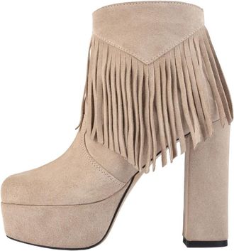 L37 Hoge Hakken Laarzen - Dames - Laarzen met Hak - Beige - 41 EU - Schoenen