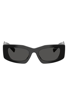 Prada 51mm Rectangular Sunglasses in Black /Dark Grey at Nordstrom