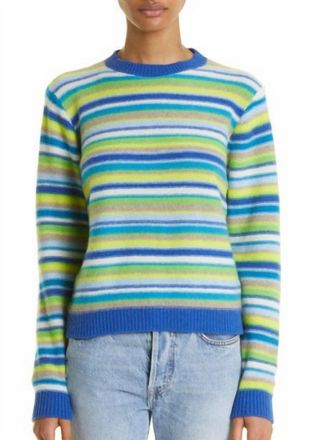 The Elder Statesman Vista Stripe Crew Sweater In Blue Multi