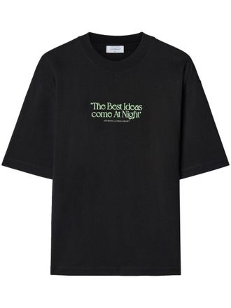 Off-white T-shirt met tekst - Zwart