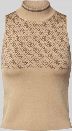 Guess Stricktop mit Logo-Muster Modell LISE in Sand, Größe M