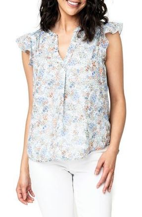Gibsonlook Floral Flutter Sleeve Top in Field Of Flowers Print at Nordstrom Rack, Size Xx-Small