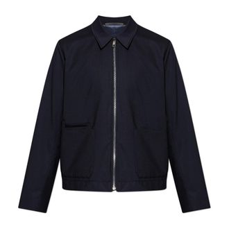 Paul Smith Light Jackets, male, Blue, Size: XL Wool jacket with collar