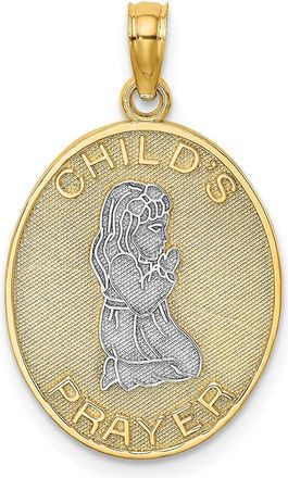 Diamond2Deal 14k Yellow Gold Rhodium Reversible CHILDS PRAYER Girl Charm