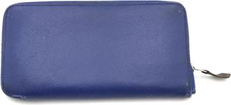 Herm&egrave;s Blue Long Zippered Leather Womens Wallet (Pre-Owned)